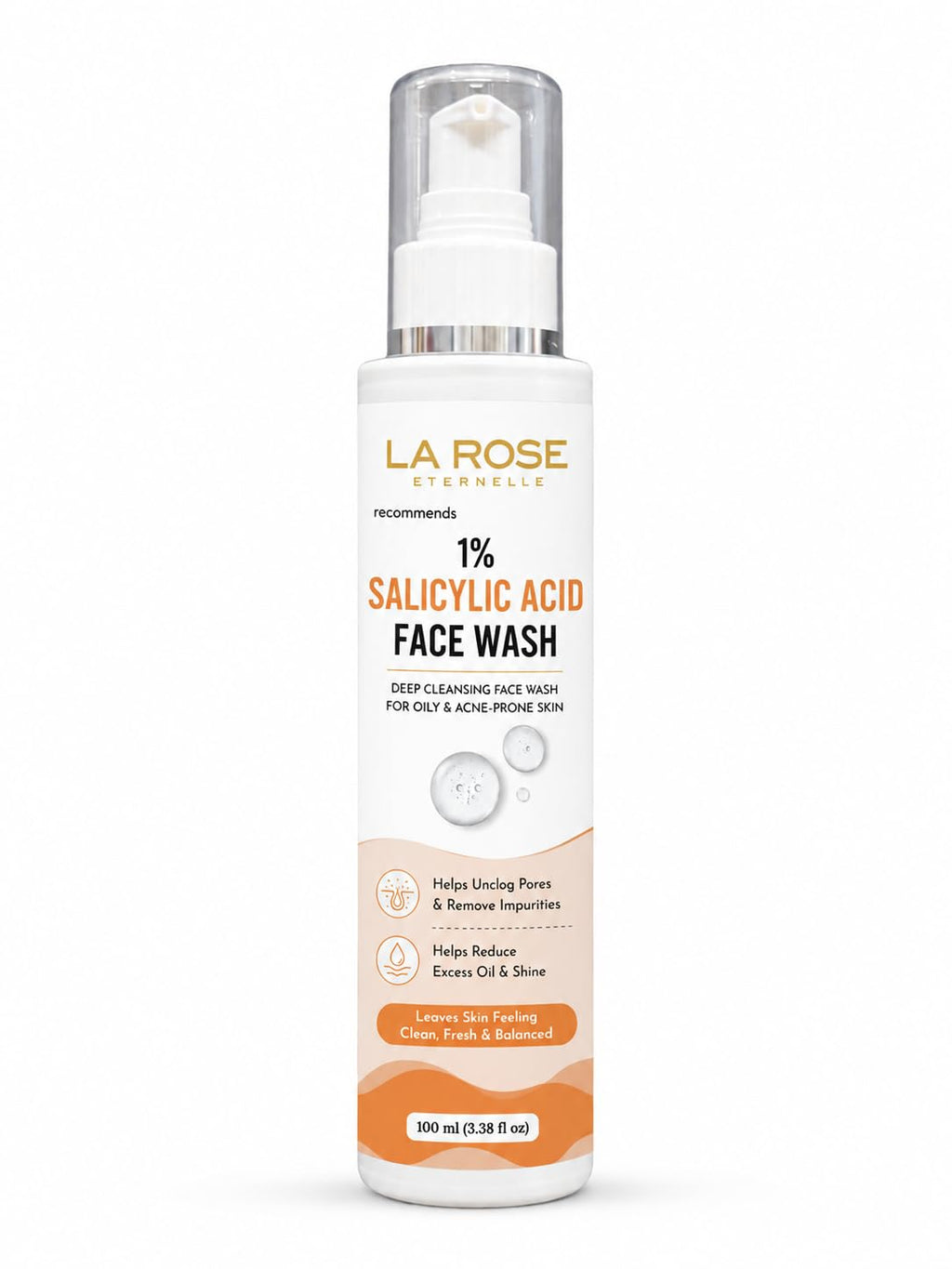 LA ROSE ETERNELLE 1% Salicylic Acid Face Wash with Soft Silicone, Deep Cleansing Face Cleanser for Oily & Acne-Prone Skin, Daily Use Face Wash, 100 ml