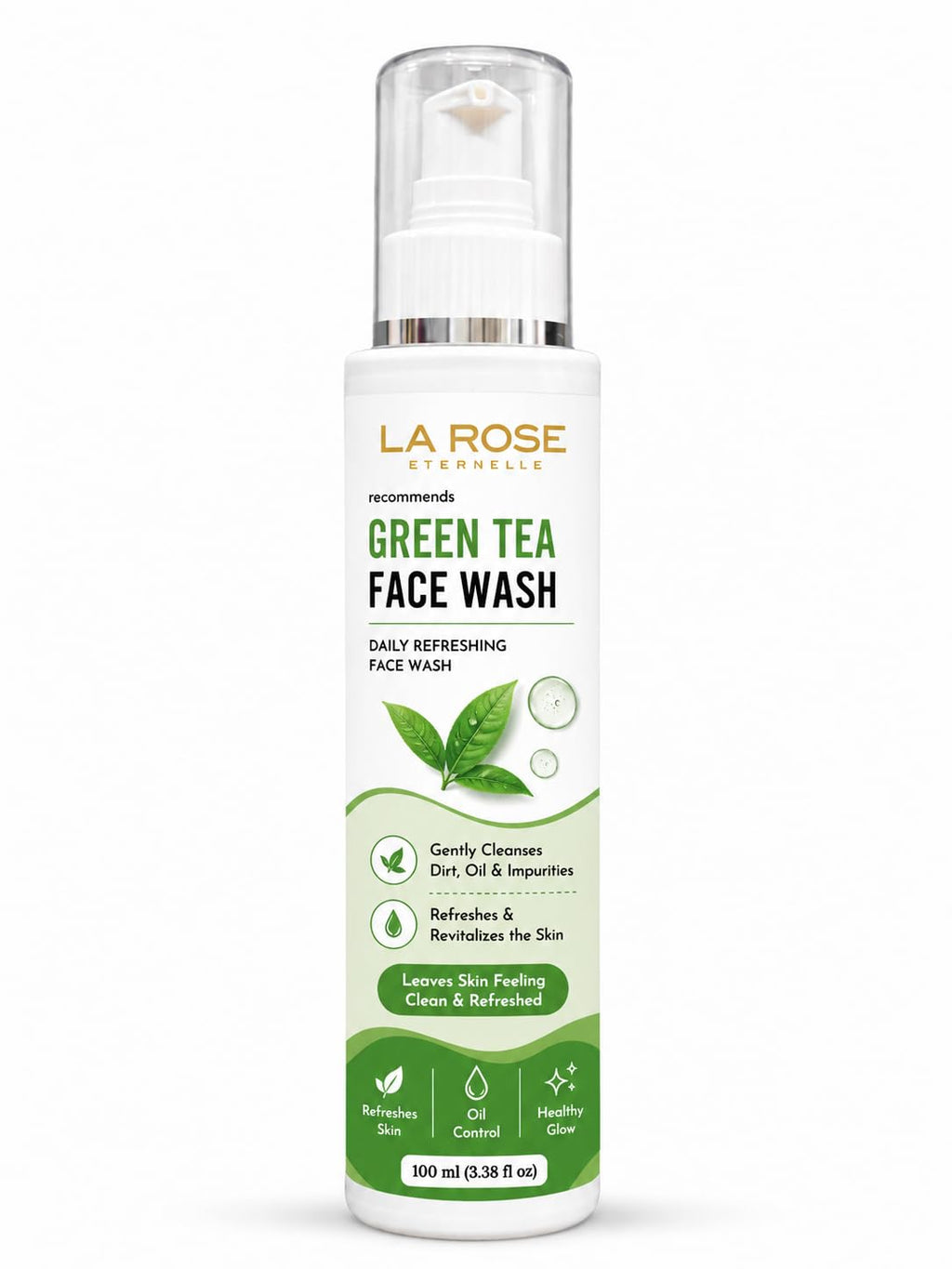 LA ROSE ETERNELLE Green Tea Face Wash with Neem, Tea Tree Oil & Aloe Vera, Daily Facial Cleanser for Oily Skin, Refreshing Face Wash for Men & Women, 100 ml
