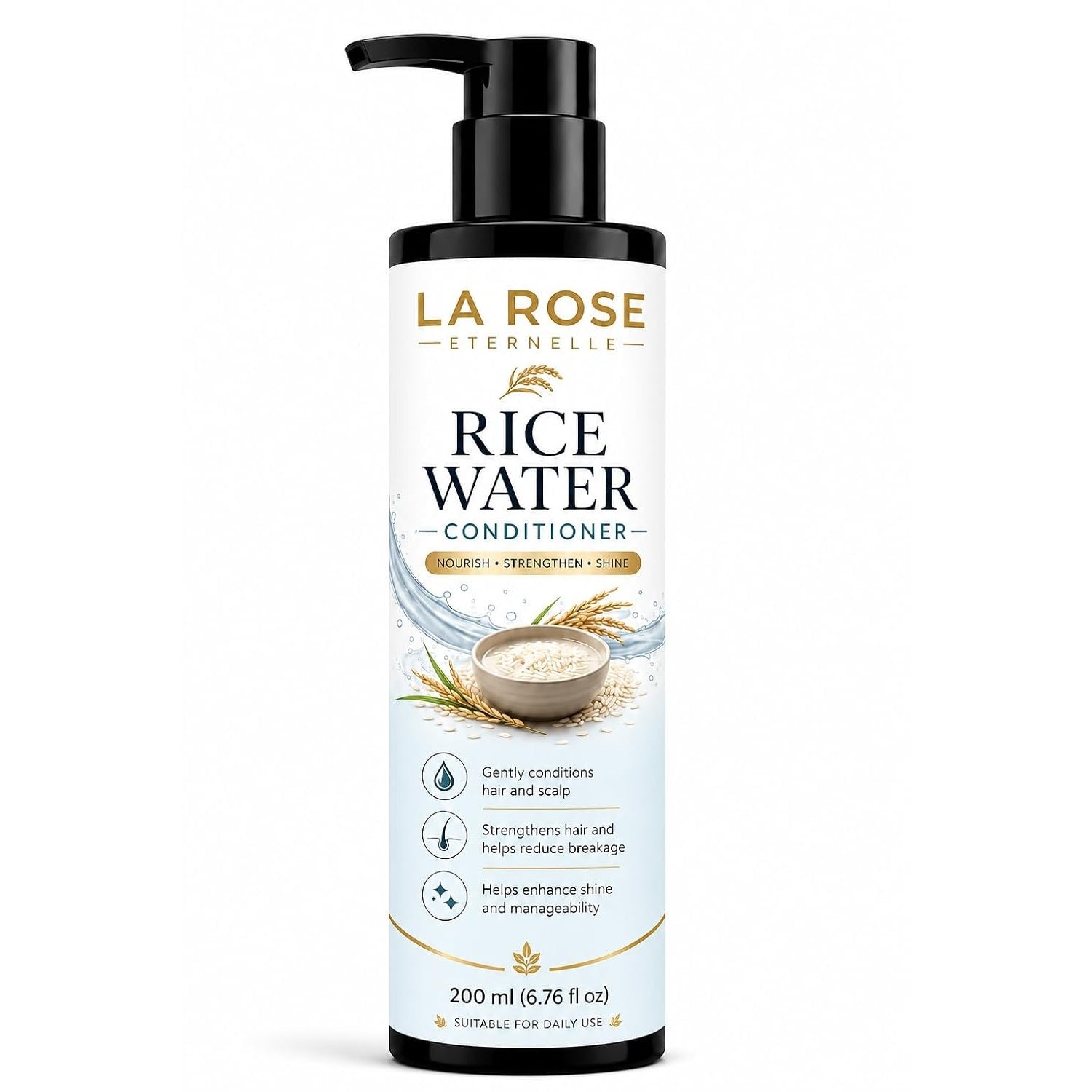 LA ROSE ETERNELLE Rice Water Conditioner Nourishing Hair Care Formula for Smooth Shiny & Manageable Hair Suitable for Men & Women 200 ml